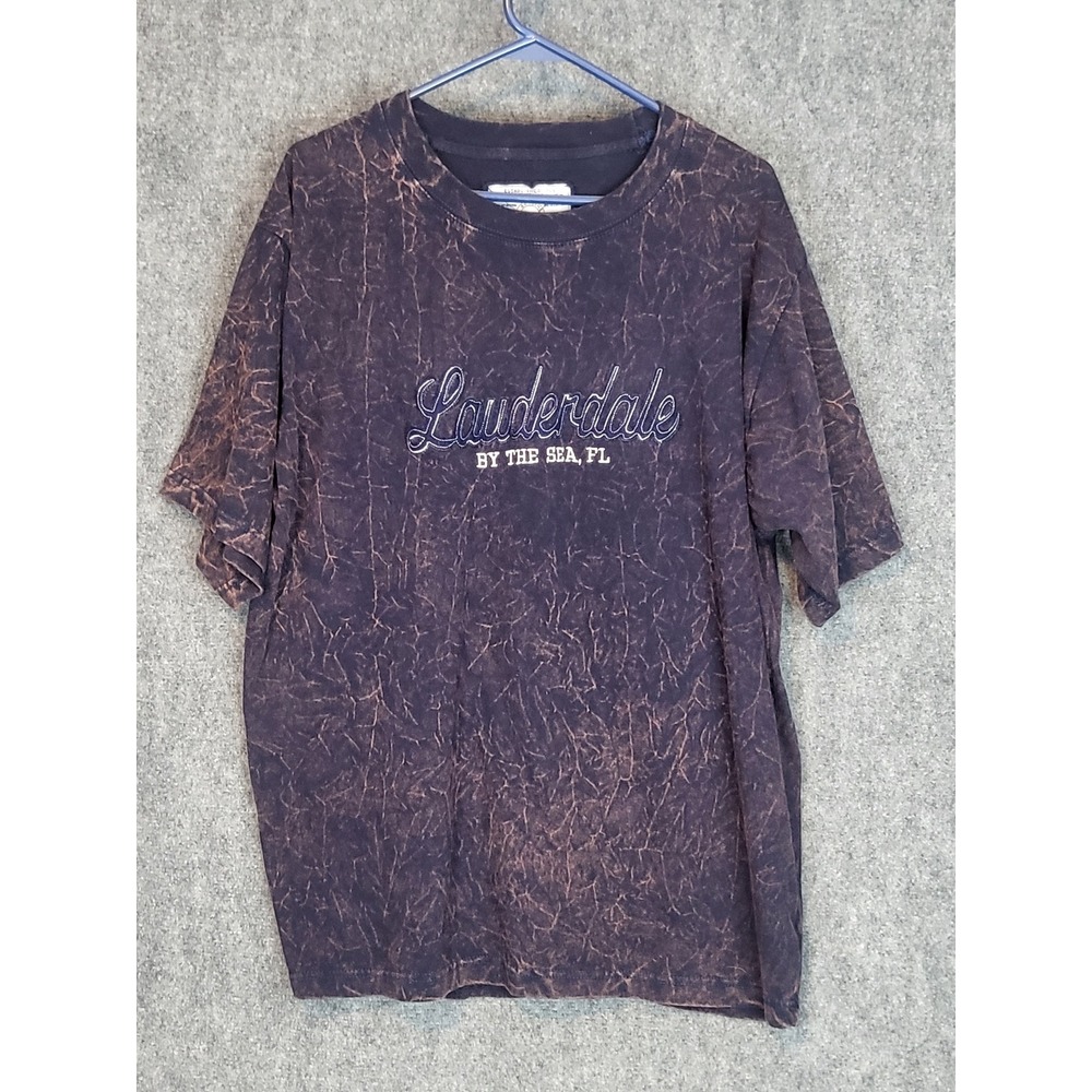 U.S. Vintage Lauderdale By The Sea Bleach Dyed Graphic TShirt Men XXL Streetwear